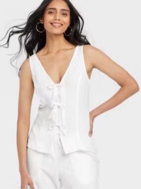 a new day White Tie-Front Blouse